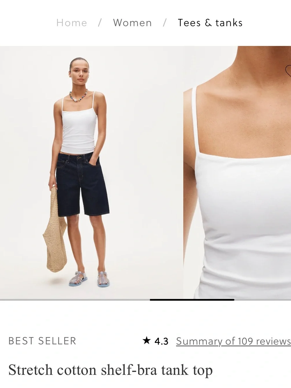 J. Crew Navy stretch cotton shelf bra tank top NWTs